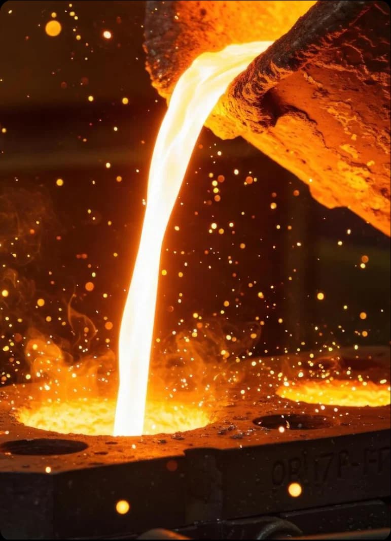 Molten metal pour at Precimetal Cast foundry