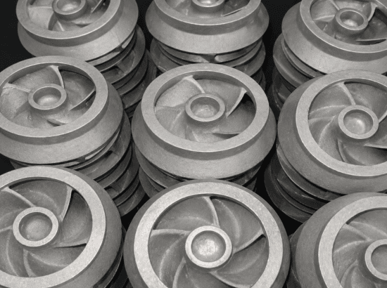 Open impeller investment casting showing vanes and hub